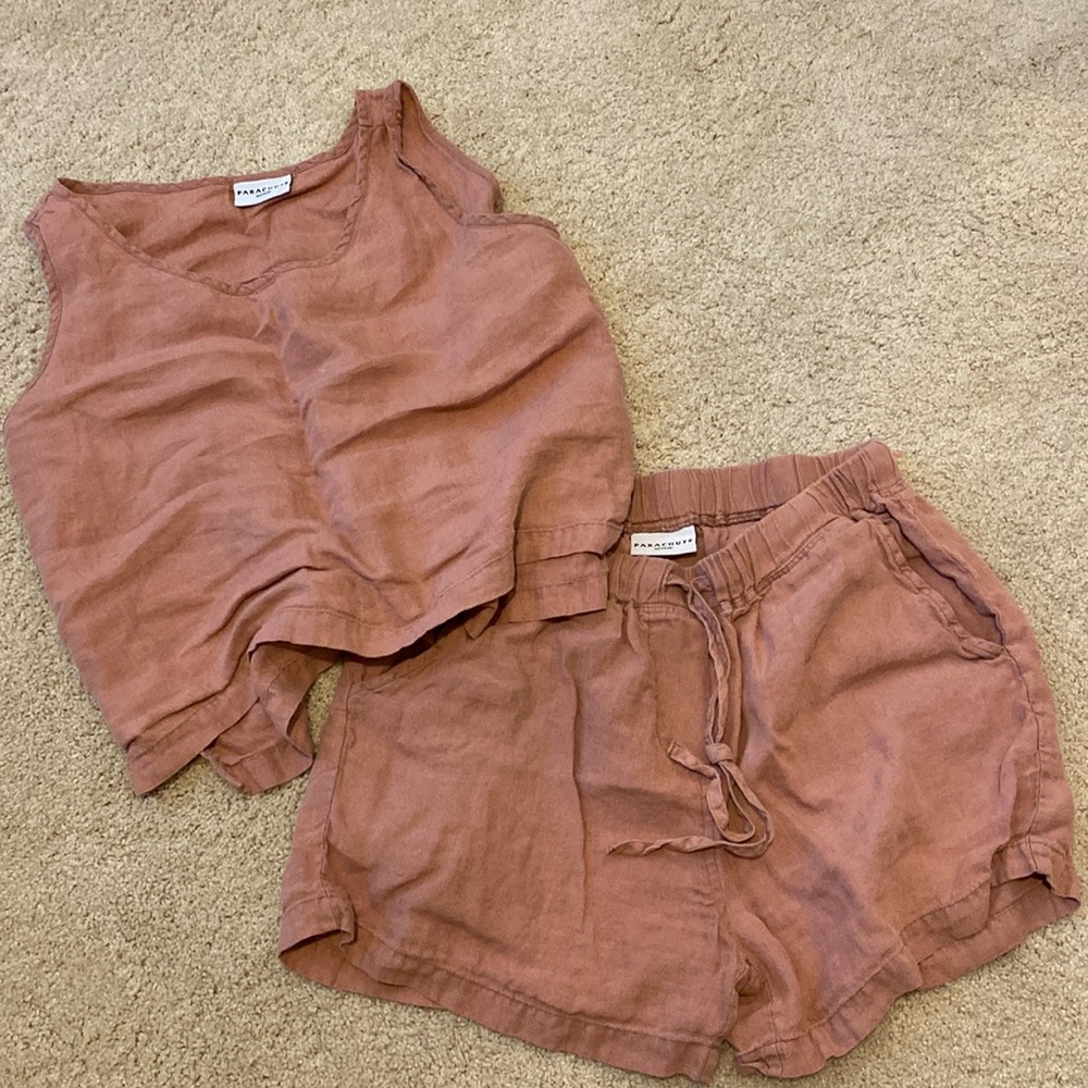 Parachute linen pj set clay color